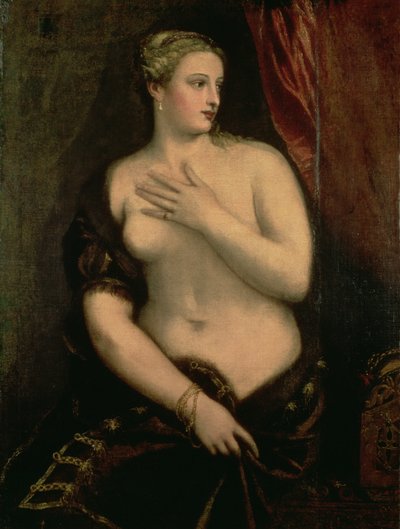 Venuše přemýšlí o svém odrazu v zrcadle od Tiziano Vecelli