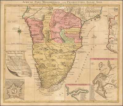 Mapa jižní Afriky z roku 1778 od Tobiase Conrada Lottera od Tobias Conrad Lotter