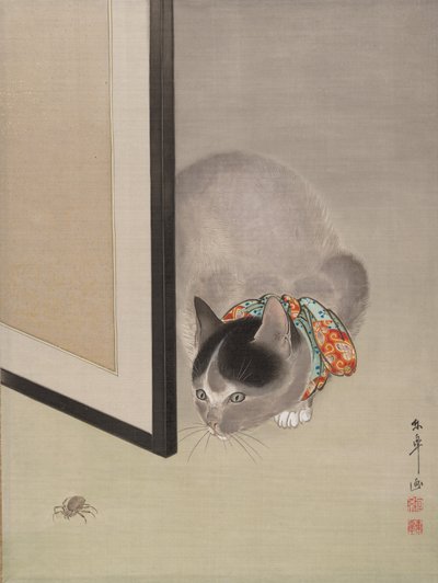 Cat Watching a Spider, ca. 1888-92. od Toko Oide
