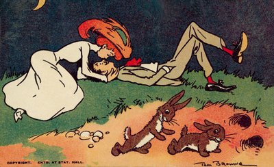 Líbající se pár (barevná litografie) od Tom Browne