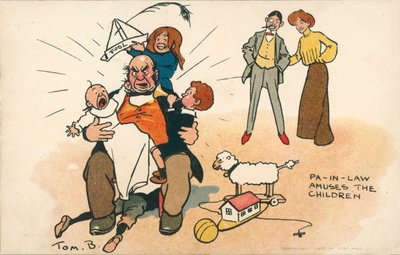 Dědeček se stará o děti (barevná litografie) od Tom Browne