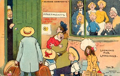 Přímořské pohodlí, hledání ubytování (barevná litografie) od Tom Browne