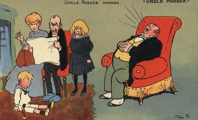 Strýček Podger chrápe (barevné litho) od Tom Browne