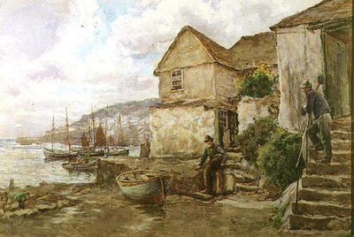 V Newlynu (akvarel) od Tom Clough