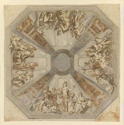 Studie na Triumf Apolla pro strop Sala delle Muse, Museo Pio-Clementino, Vati od Tommaso Conca