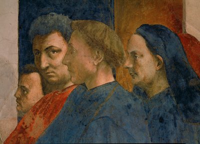 Diváci zázračného vzkříšení syna prefekta Teofila jsou ... (freska) od Tommaso Masaccio