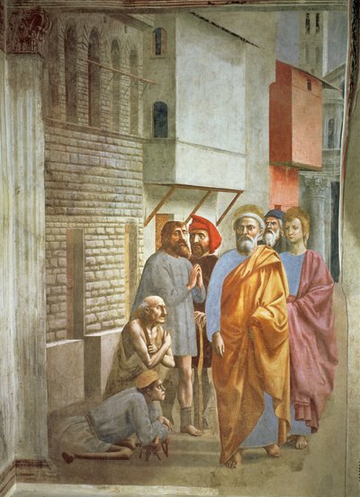 Svatý Petr uzdravuje svým stínem, kolem roku 1427 od Tommaso Masaccio