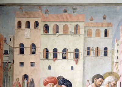 Svatý Petr Uzdravení mrzáka a vzkříšení Tabithy Detail architektury pozadí, freska kolem roku 1427 viz také 57195 od Tommaso Masolino da Panicale