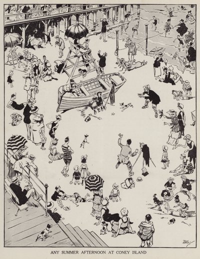 Letní odpoledne na Coney Island (litho) od Tony Sarg