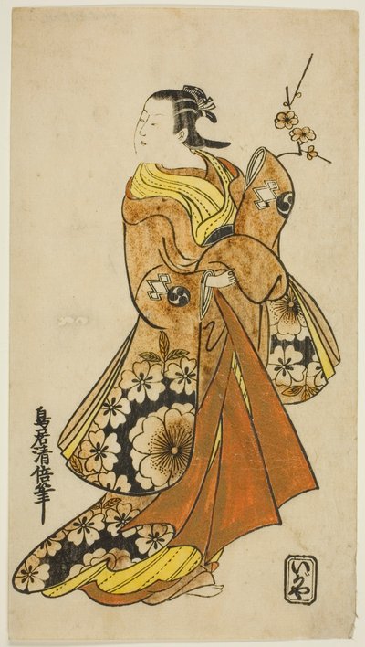 Herec Nakamura Takesaburo I v ženské roli od Torii Kiyomasu II