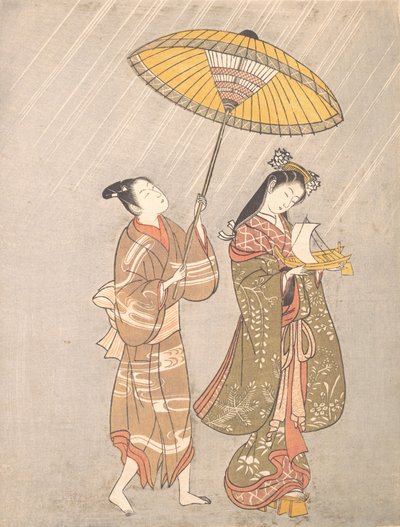 Komači se modlí za déšť, ca. 1765.. od Torii Kiyomitsu.