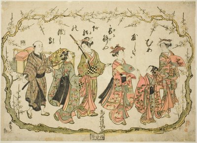 Strana na cestě za švestkovými květy od Torii Kiyomitsu I