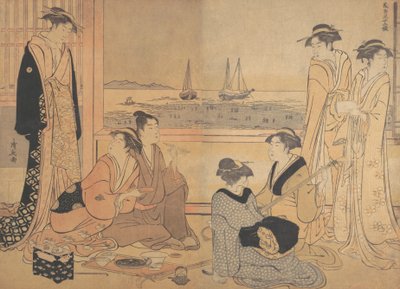 Party of Merrymakers v čajovně v Shinagawa, ca. 1783. od Torii Kiyonaga