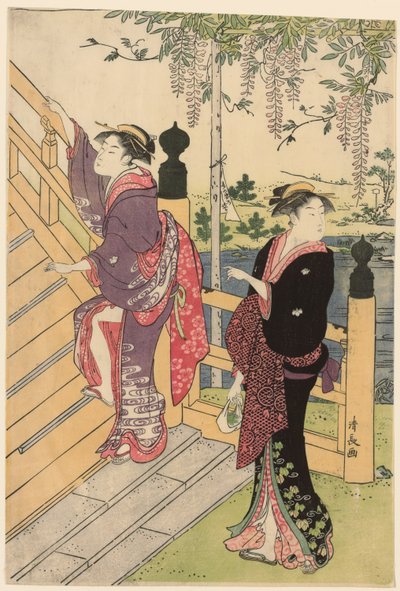 Obdivování vistárie ve svatyni Kameido od Torii Kiyonaga