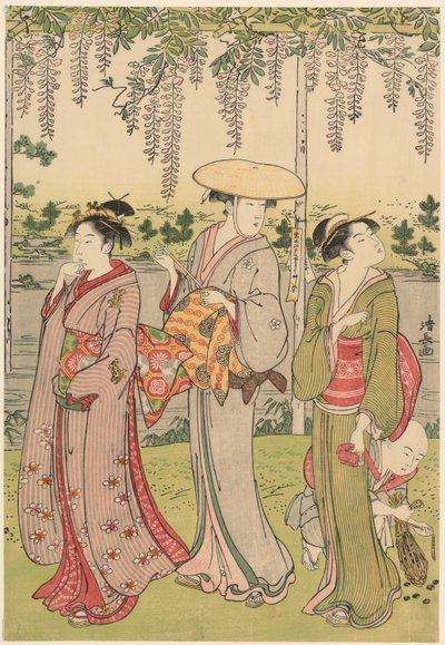 Obdivování vistárie ve svatyni Kameido od Torii Kiyonaga