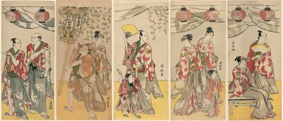 Jedenáct herců slaví festival svatyně bratří Soga od Torii Kiyonaga