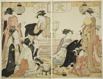 Baviči z Nakazu ze série A Collection of Contemporary Beauties of the Pleasure Quarters od Torii Kiyonaga