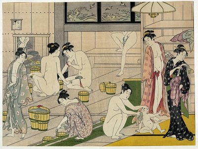 The Bathhouse Women - Práce Torii Kiyonaga (1752-1815), tisk (18 x 13,5 cm), cca 1790 - soukromá sbírka od Torii Kiyonaga