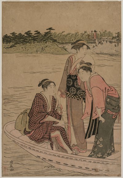 Cestující v trajektu na řece Sumida, 1784. od Torii Kiyonaga