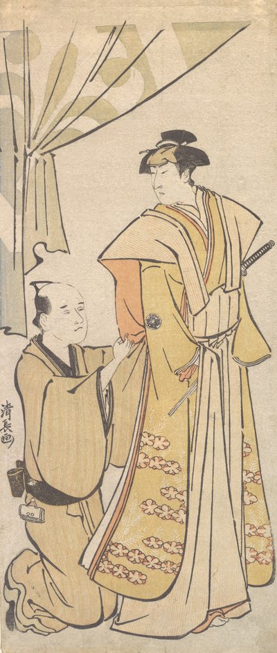 Herec Nakamura Riko I s obsluhou, ca. 1784. od Torii Kiyonaga