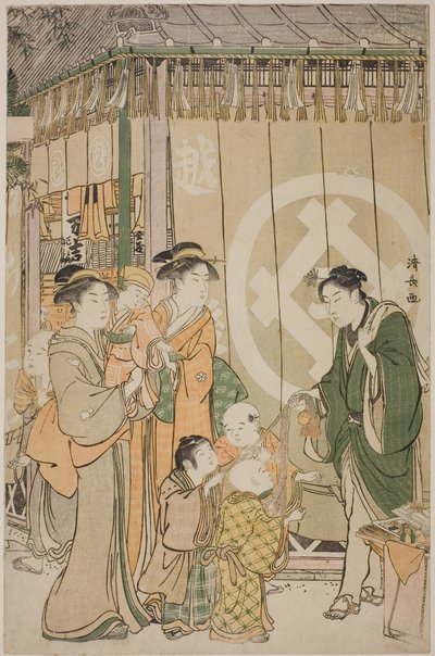 Echigoya na Nový rok od Torii Kiyonaga