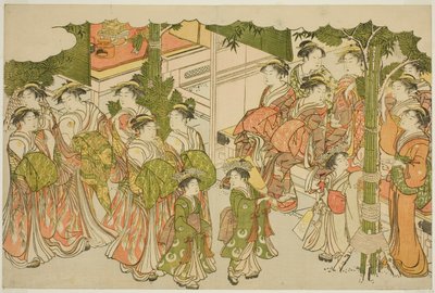 První oděvy nového roku (Kiso hajime), z ilustrované knihy "Barvy trojitého úsvitu (Saishiki mitsu no asa)" od Torii Kiyonaga