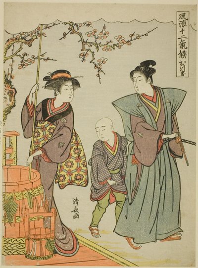 První měsíc (Mutsuki), ze série "Módních dvanáct ročních období (Furyu juni kiko)" od Torii Kiyonaga