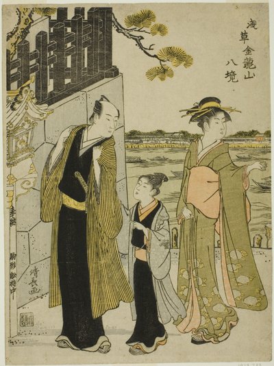 Pohled z Komagata Hall, ze série "Osm okrsků chrámu Kinryuzan v Asakusa (Asakusa Kinruzan hakkei)" od Torii Kiyonaga