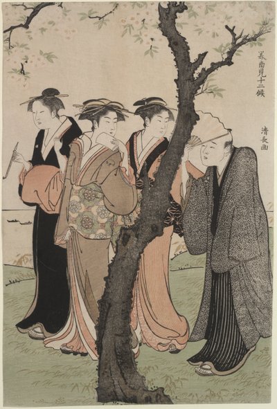 Třetí měsíc: Čas třešňových květů v Gotenyamě od Torii Kiyonaga