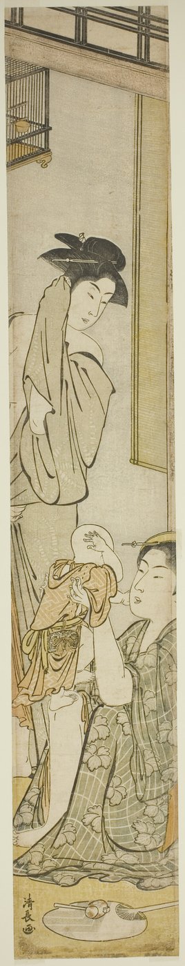 Dvě ženy a dítě po koupeli od Torii Kiyonaga