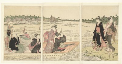 Trajekt na řece Sumida od Torii Kiyonaga