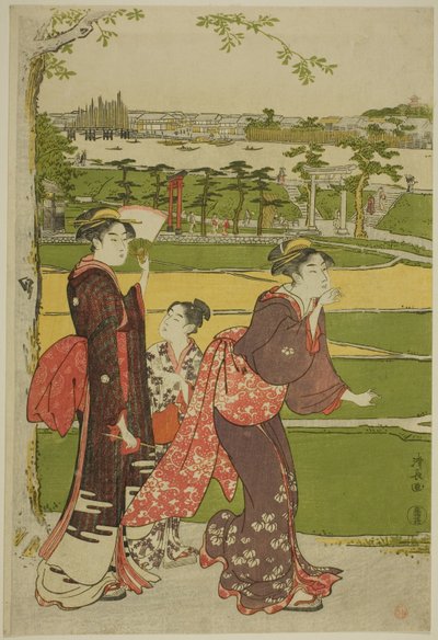 Ženy navštěvující svatyni Mimeguri od Torii Kiyonaga