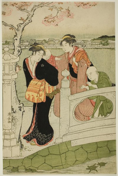 Ženy a děti na hrázi u rybníka Shinobazu od Torii Kiyonaga