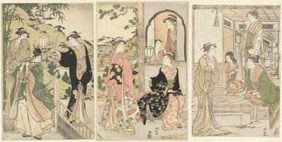 Yoshitsune serenáda Joruri hime od Torii Kiyonaga
