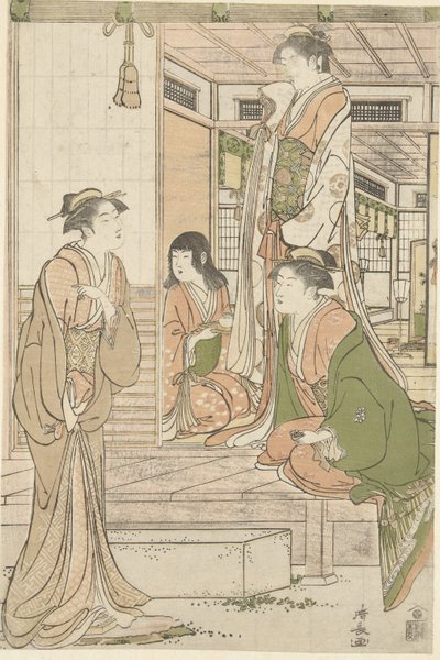 Yoshitsune serenáduje Joruri hime. od Torii Kiyonaga