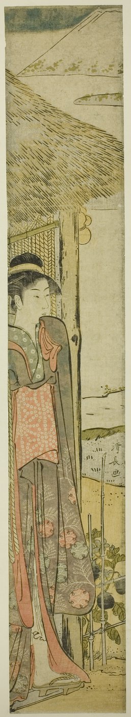 Mladá žena se symboly prvního snu nového roku od Torii Kiyonaga