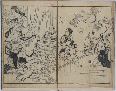 Osm fantaskních pohledů ve vojenských milostných vztazích (Furyu budo iro-bakkei) od Torii Kiyonobu I