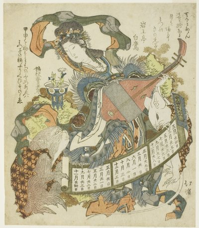 Benzaiten s opicí a krysou od Totoya Hokkei