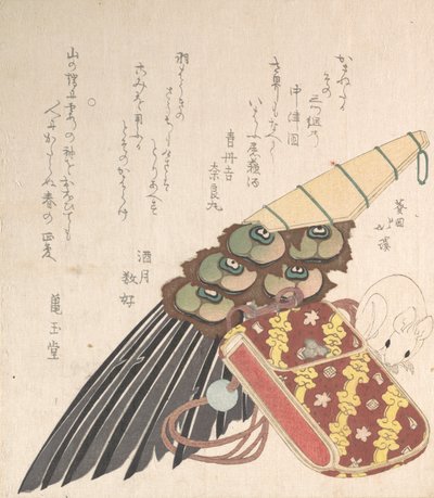 Feather-Brush a Doran, druh lékařského případu s Netsukem krysy, pravděpodobně..., pravděpodobně 1816. od Totoya Hokkei