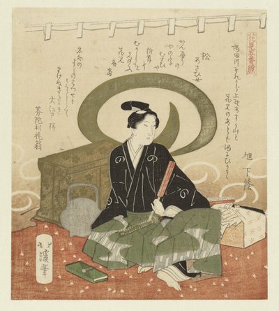 Muž s ventilátorem Pentaptych o obdivování květin (název série) Hanami gobantsuzuki (název série na objektu) od Totoya Hokkei