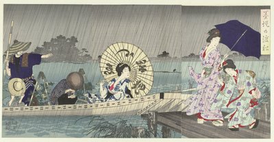 Pramen mezi břehy Sumidy Bokutei no watashibune (název na objektu) od Toyohara Chikanobu