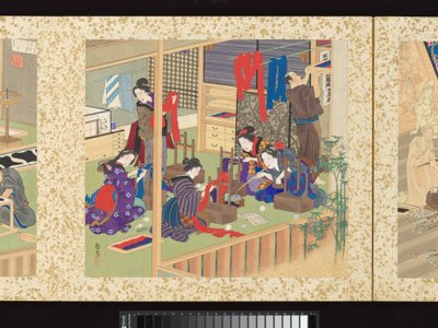 Řemeslníci, krásy a výroční akce od Toyohara Kunichika