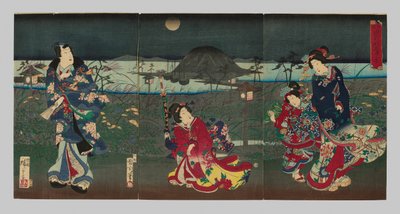 Genji Draw v Gifferent Styes: W od Akashibay od Toyohara Kunichika