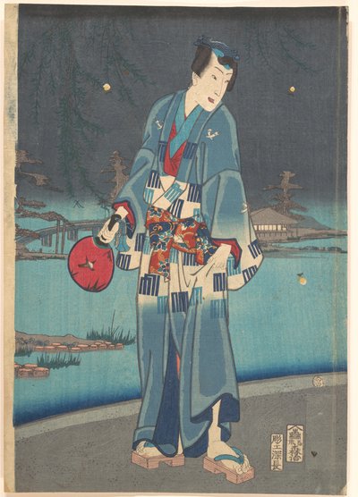 Moderní Genji - Pozorování světlušek (Imayō Genji Shiken Hotaru Asobi) od Toyohara Kunichika