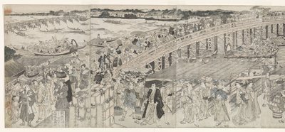 Pohled: Užijte si večerní vánek na mostě Ryogoku od Toyokuni (II) , Utagawa