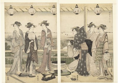 Letní scéna Natsu kei (název na objektu) The Four Seasons in the South (název série) Minami shiki (název série na objektu) od Toyokuni (II) , Utagawa