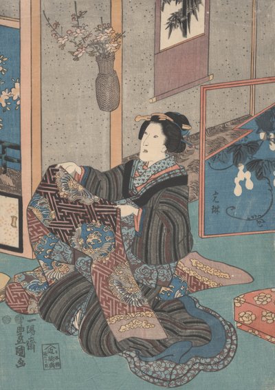 Dáma držící obi od Utagawa Toyokuni