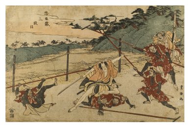 Čushingura (Pokladnice loajálních zadržovatelů) zákon 3 od Toyokuni Utagawa