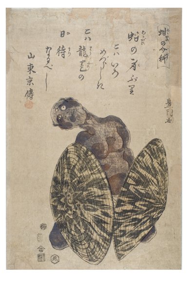 Imitating an Arkshell - Muž lemovaný dvěma klobouky od Toyokuni Utagawa