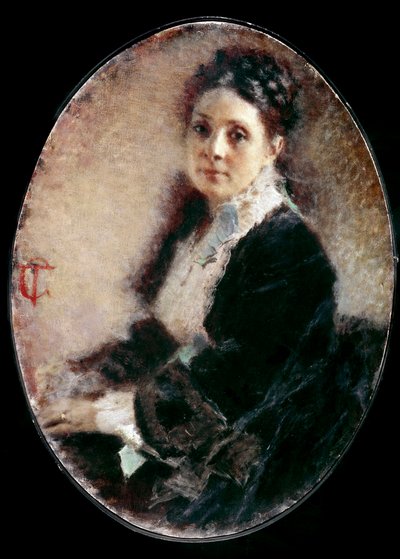 Portrét Madame Deschampsové. Obraz Tranquillo Cremona (1837-1878) od Tranquillo Cremona